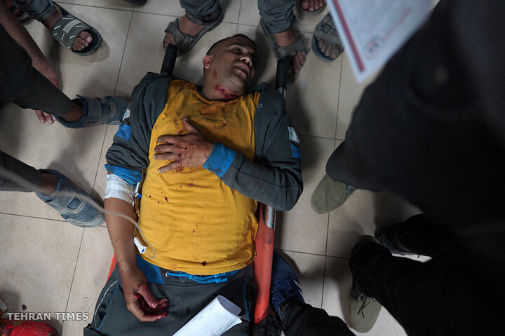 Aftermath of an Israeli air strike on Gaza’s Al-Aqsa hospital courtyard