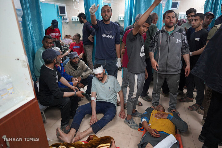 Aftermath of an Israeli air strike on Gaza’s Al-Aqsa hospital courtyard