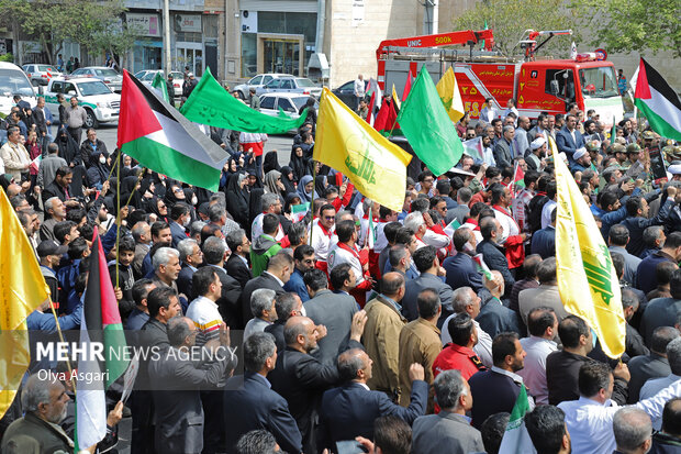 تجمع مردمی حمایت از عملیات غرورآفرین وعده صادق در گرگان