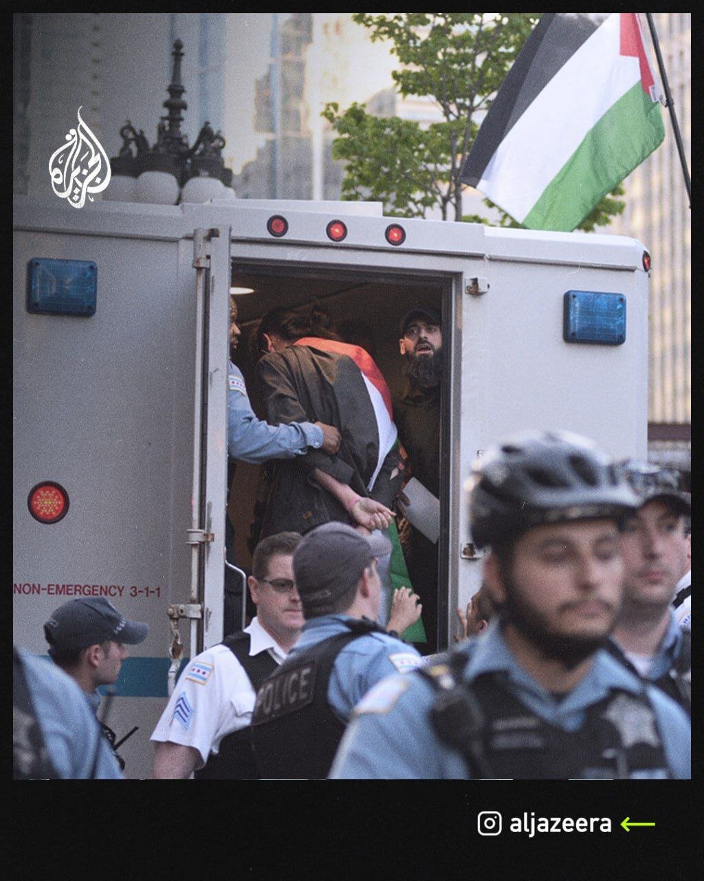 سرکوب تظاهرات همبستگی با غزه در شیکاگو از سوی پلیس آمریکا+ تصاویر