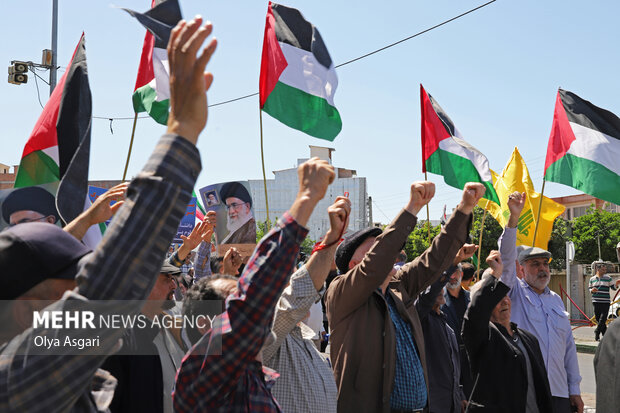راهپیمایی حمایت از غزه قهرمان در مازندران