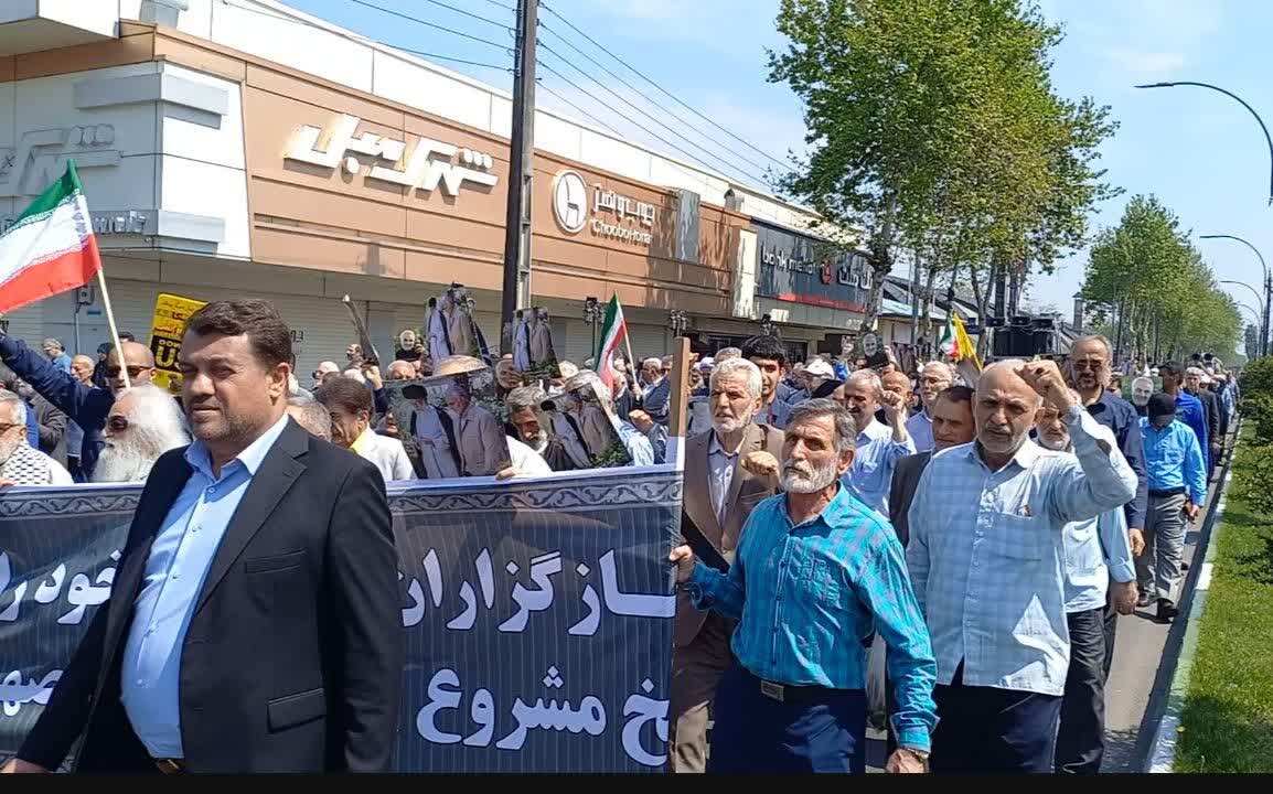 راهپیمایی ضد صهیونیستی رشتوندان در حمایت از عملیات «وعده صادق»