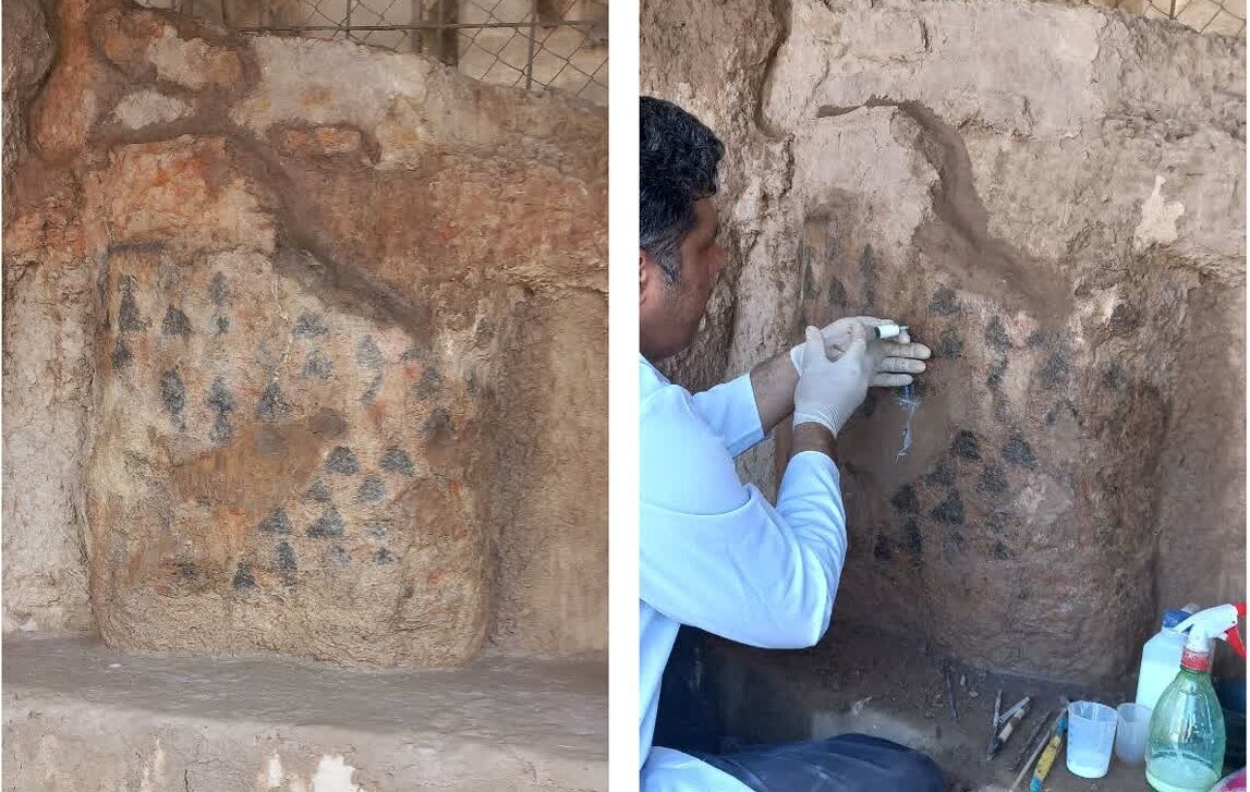 مرمت پیکره گلی محوطه تاریخی کنارصندل جیرفت مرمت پیکره گلی محوطه تاریخی کنارصندل جیرفت