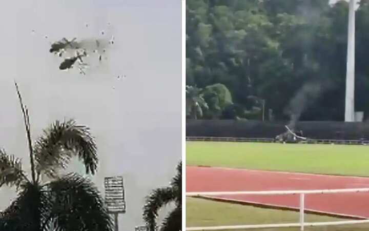 برخورد دو بالگرد نظامی در مالزی ۱۰ کشته برجای گذاشت+ فیلم