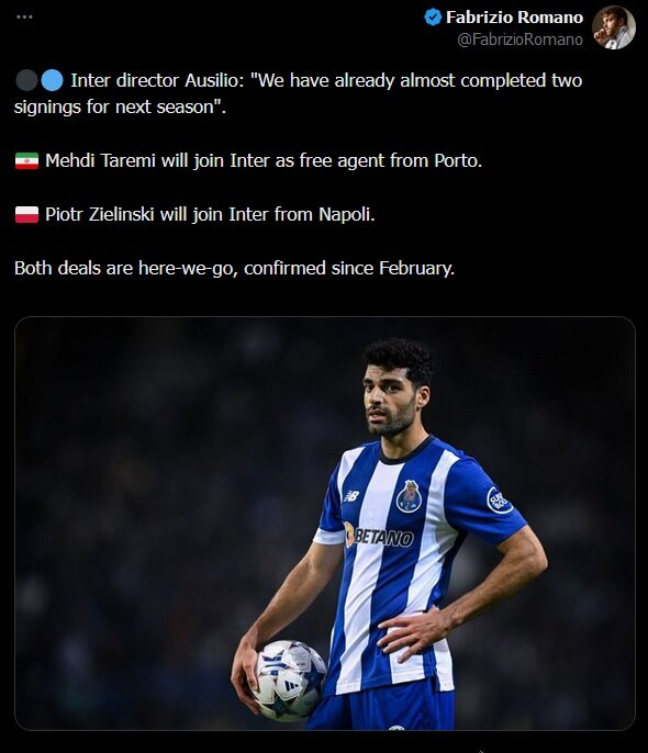 بازتاب خبر تایید انتقال طارمی به اینتر توسط خبرنگار مشهور + عکس