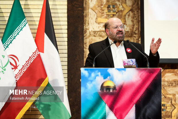 خالد قدومی نماینده جنبش مقاومت اسلامی فلسطین در ایران در همایش «غزه زنده است»