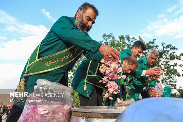 احیای سنت گلابگیری حرم رضوی در باغ دولت‌آباد یزد