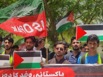 تجمع دانشجویان پاکستانی در همبستگی با حامیان فلسطین در آمریکا +تصاویر