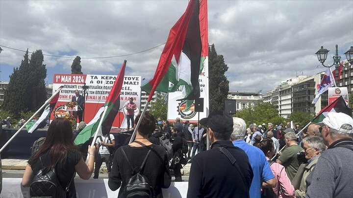 French, EU police clash with Gaza demonstrators on May Day