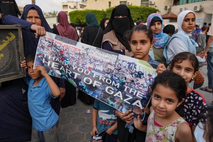 قدردانی کودکان غزه از تحصن ضدصهیونیستی دانشجویان آمریکا و کانادا