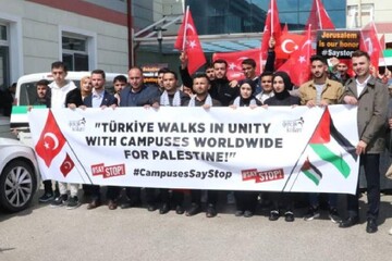 Yozgat'ta üniversite öğrencileri ABD'deki Filistin eylemlerine destek verdi