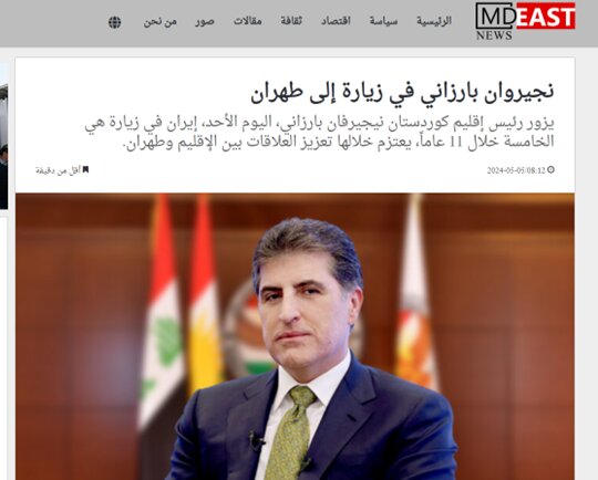 بارزانی کا دورہ ایران، عرب میڈیا کی توجہ کا مرکز بن گیا