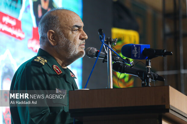 سردار سرلشکر حسین سلامی در مراسم چهلمین روز شهادت مستشاران نظامی ایران در سوریه