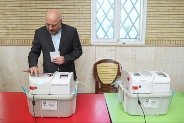 ایران: اسپیکر نے پارلیمانی انتخابات کے دوسرے مرحلے کے لئے ووٹ کاسٹ کیا