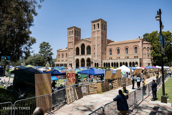 UCLA campus standoff as police order pro-Palestinian protesters to leave