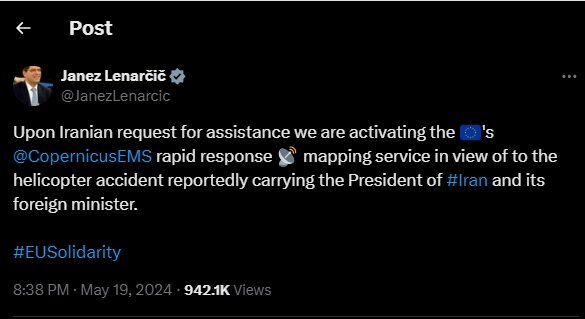 فعال شدن نقشهبرداری ماهوارهای اروپا برای تشخیص محل سقوط بالگرد