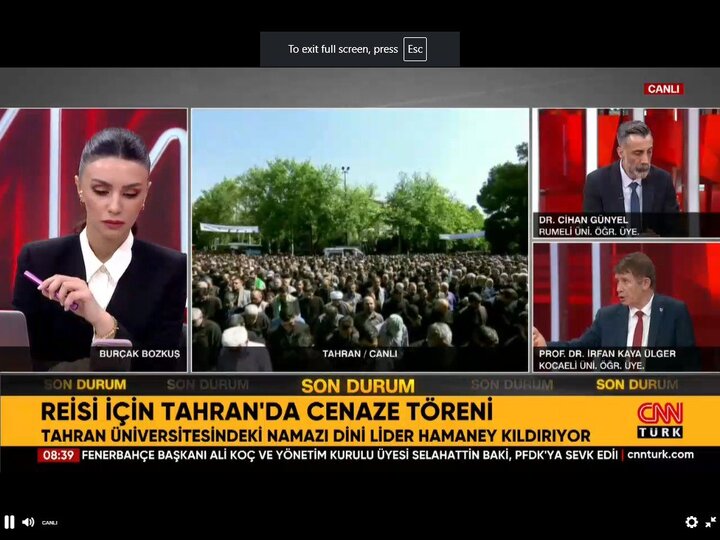 پخش زنده مراسم تشییع پیکر رئیس جمهور شهید از سوی شبکههای جهانی