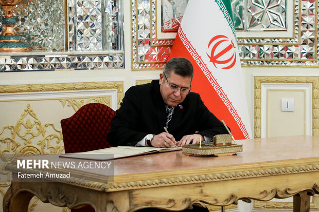 Ceremony of signing book of condolence for martyr Raeisi, FM