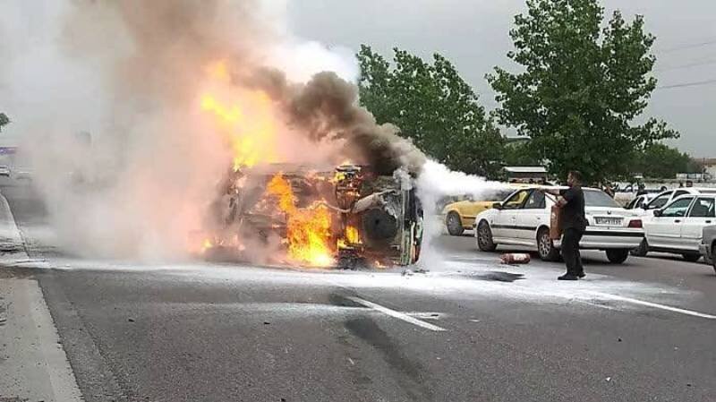 مرگ دلخراش راننده خودرو میان شعله های آتش در ساری