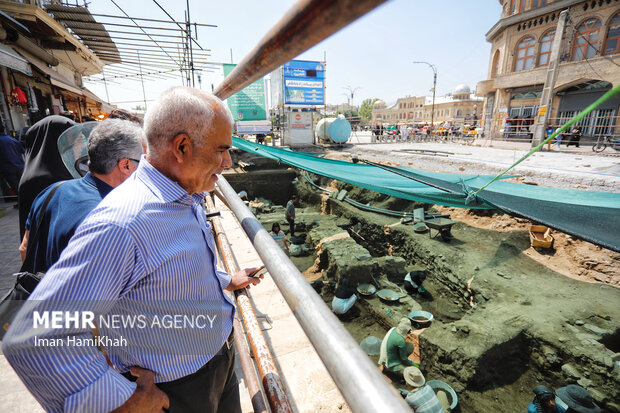 Archaeologic excavation in a street in Hamedan