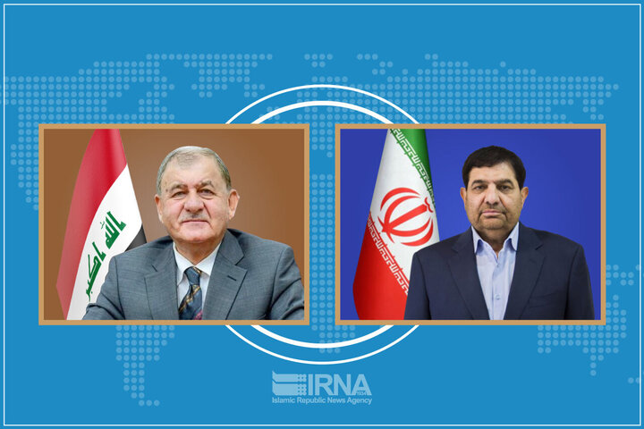 الرئيس الايراني بالانابة والرئيس العراقي يؤكدان على تعزيز العلاقات بين البلدين في كافة المجالات