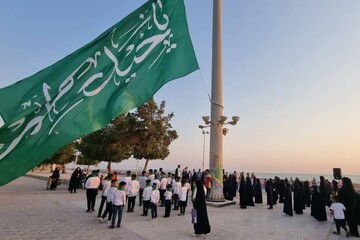 پرچم سبز علوی در گناوه به اهتزاز درآمد