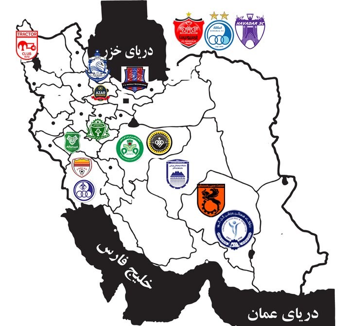 پراکندگی جغرافیایی لیگ بیست و چهارم / تب داغ فوتبال در 11 استان 2