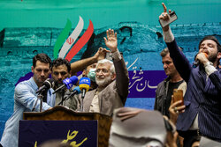 Jalili gives election speech among supporters in Tabriz