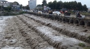 طغیان رودخانه سیاهکلرود بر اثر بارش شدید باران