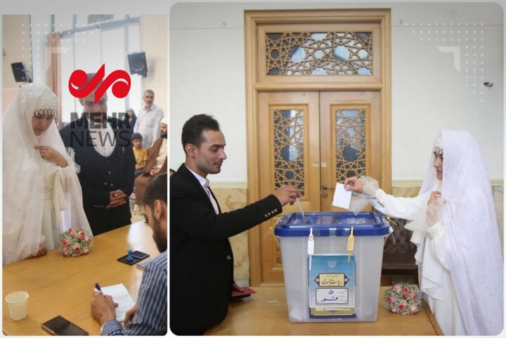 Newly-wed Iranian couple cast vote in Hazrat Masoumeh shrine