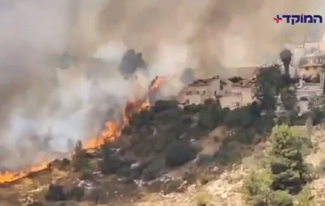 حزب الله کریات شمونا را به آتش کشید+فیلم