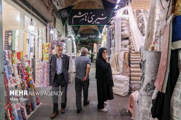 
Tabriz traditional bazaar covered in black for Muharram