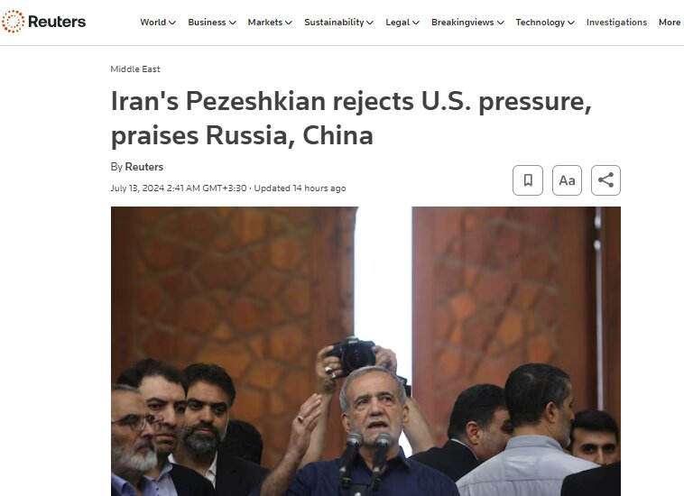 Mainstream media react to Pezeshkian "message to new world"