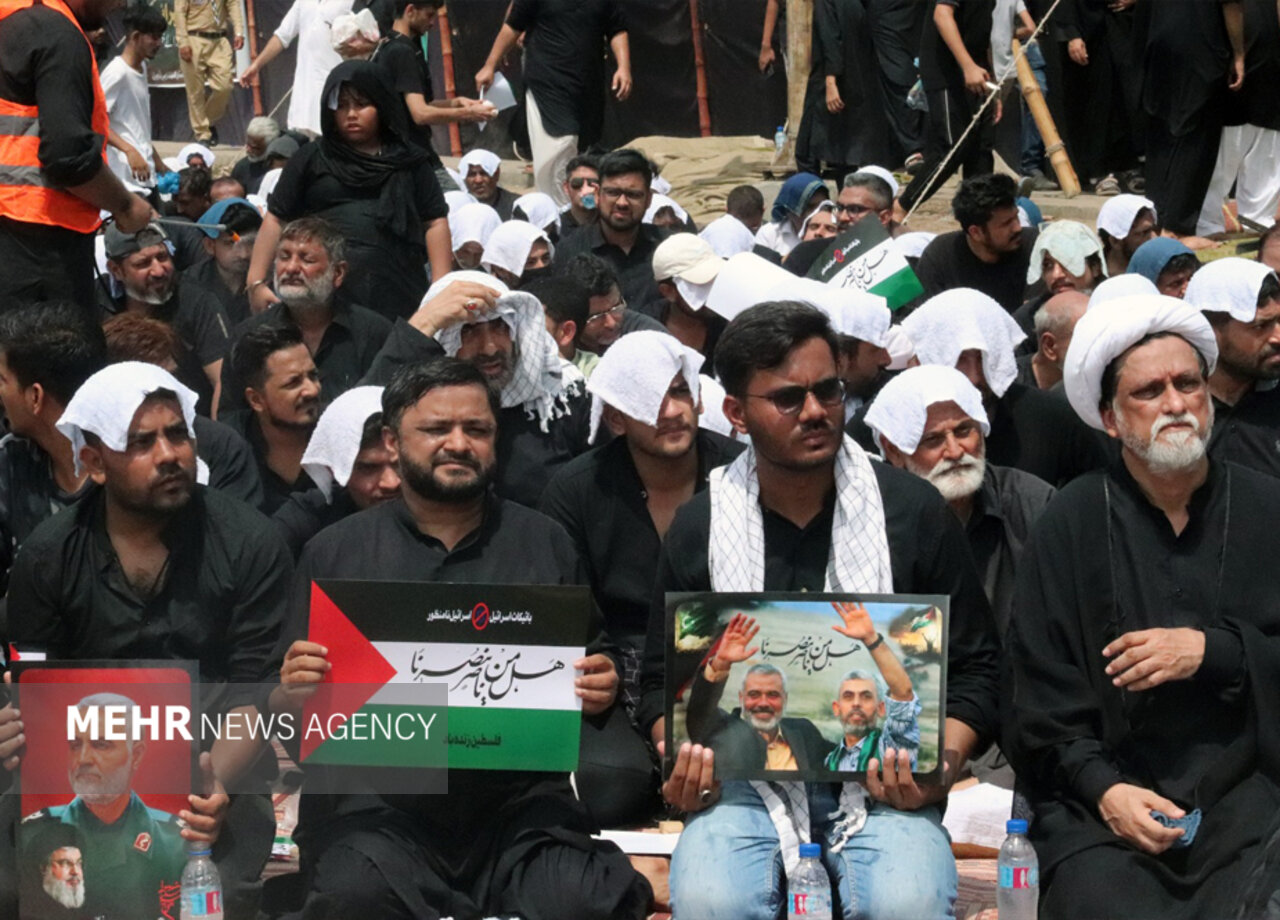 مرکزی جلوس کراچی میں فلسطین کی حمایت اور امریکہ و اسرائیل مخالف احتجاج