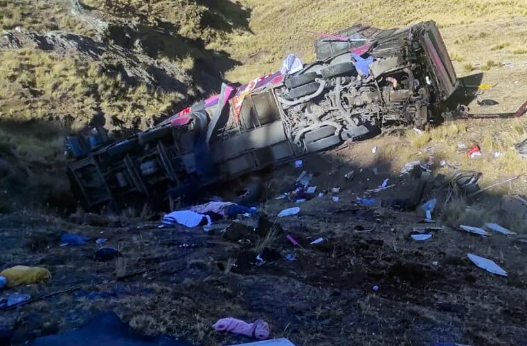 Bus crash kills at least 23 people in Peru’s Andes