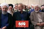 قاب مشترک سعید جلیلی، علی لاریجانی و حسن روحانی در مراسم تنفیذ