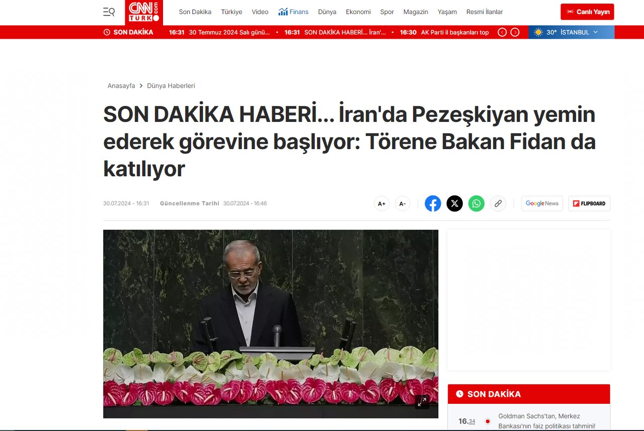 Pezeşkiyan'ın yemin töreni Türk medyasında nasıl yer aldı?