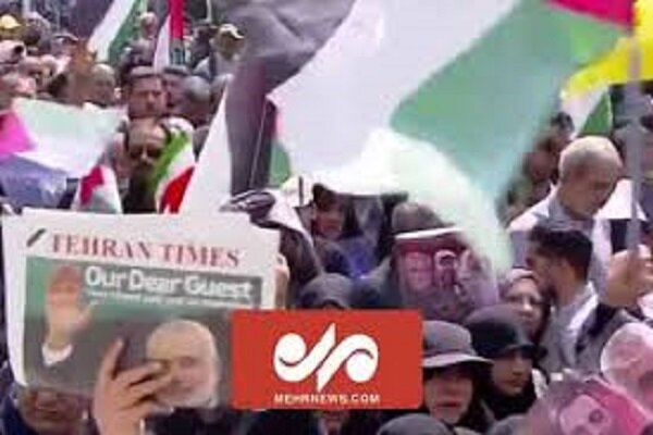 VIDEO: Martyr Haniyeh image on Tehran Times daily