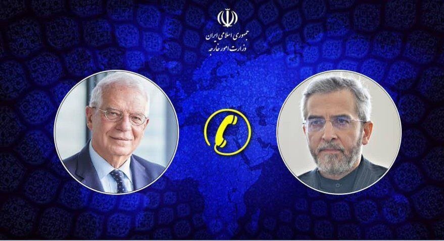 ایران صہیونی نیٹ ورک کو سزا دینے کا حق ضرور استعمال کرے گا، علی باقری کی جوزف بورل سے ٹیلیفونک گفتگو