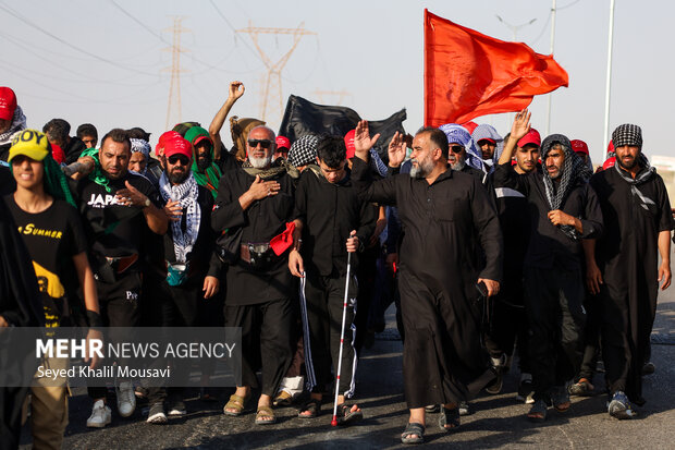 زوار ابا عبدالله الحسين عليه السلام في طريقهم إلى الشلامجة