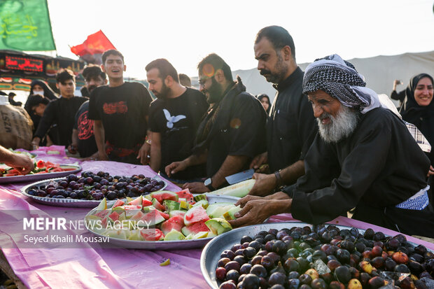 زوار ابا عبدالله الحسين عليه السلام في طريقهم إلى الشلامجة