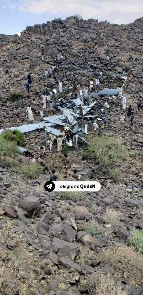 تصویری از لاشه پهپاد غولپیکر و پیشرفته آمریکایی ساقط شده در یمن