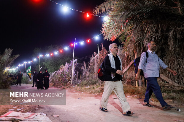 Arbaeen pilgrims on Sabaya road towards Karbala