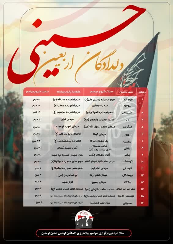 پیادهروی «دلدادگان اربعین» در ۱۶ نقطه لرستان برگزار میشود