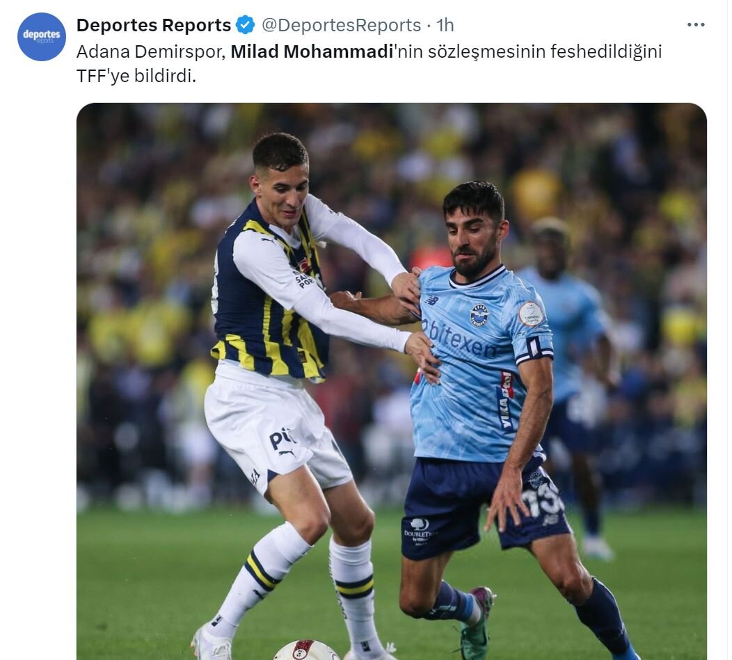 فسخ قرارداد میلاد محمدی با آدانا/ مدافع تیم ملی در راه پرسپولیس؟