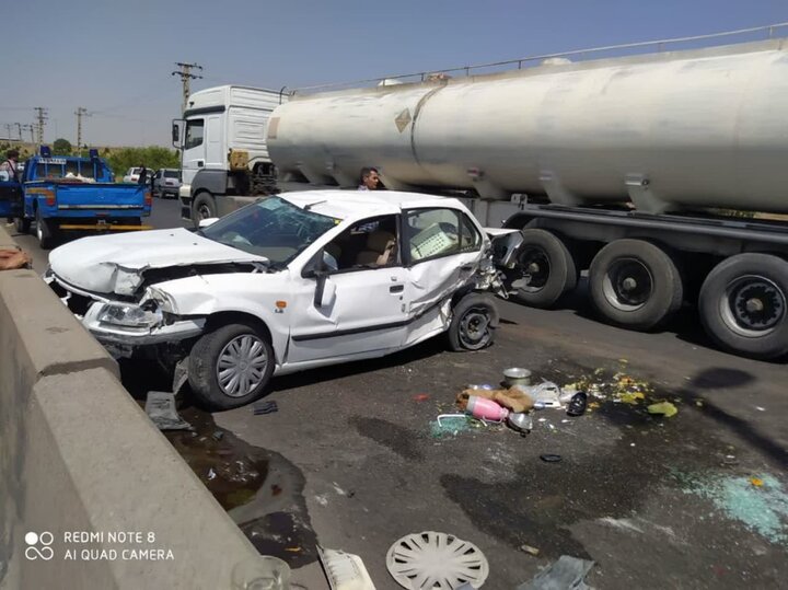 ۶ مصدوم در اثر برخورد ۲ دستگاه خودرو در قزوین