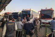 آخرین وضعیت تامین اتوبوس برای بازگشت زوار اربعین حسینی در مرز مهران