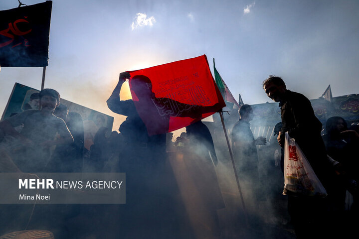 جمع آوری کمک به مردم غزه در راهپیمایی جاماندگان اربعین تهران جمع آوری کمک به مردم غزه در راهپیمایی جاماندگان اربعین تهران