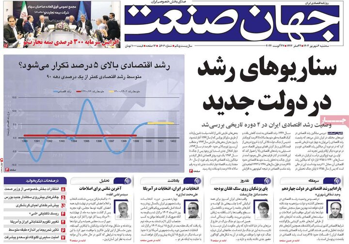 روزنامه‌های اقتصادی سه‌شنبه ششم شهریور ۱۴۰۳