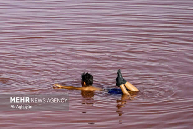 Urmia Lake turns red